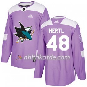 San Jose Sharks Trikot Tomas Hertl 48 Adidas 2017-2018 Lila Fights Cancer Practice Authentic - Herren